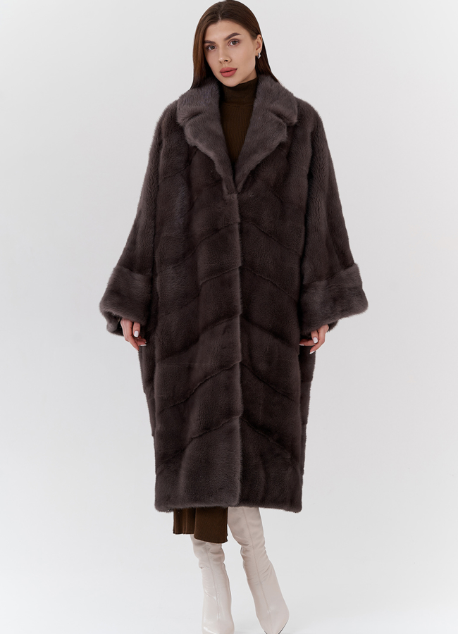 фото Норковая шуба с английским воротником  модель № 23816