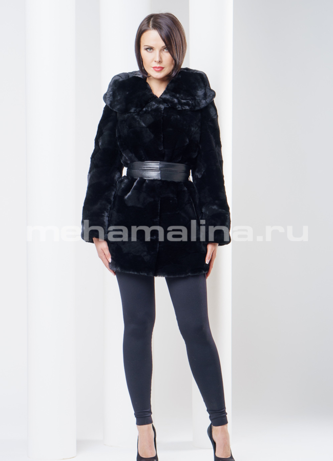 Шуба мутоновая из кусочков модель № S-270 меха малина