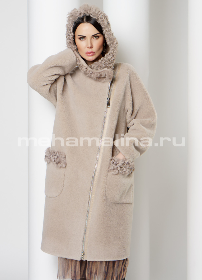 Пальто из шерсти с капюшоном модель № 917 в кредит