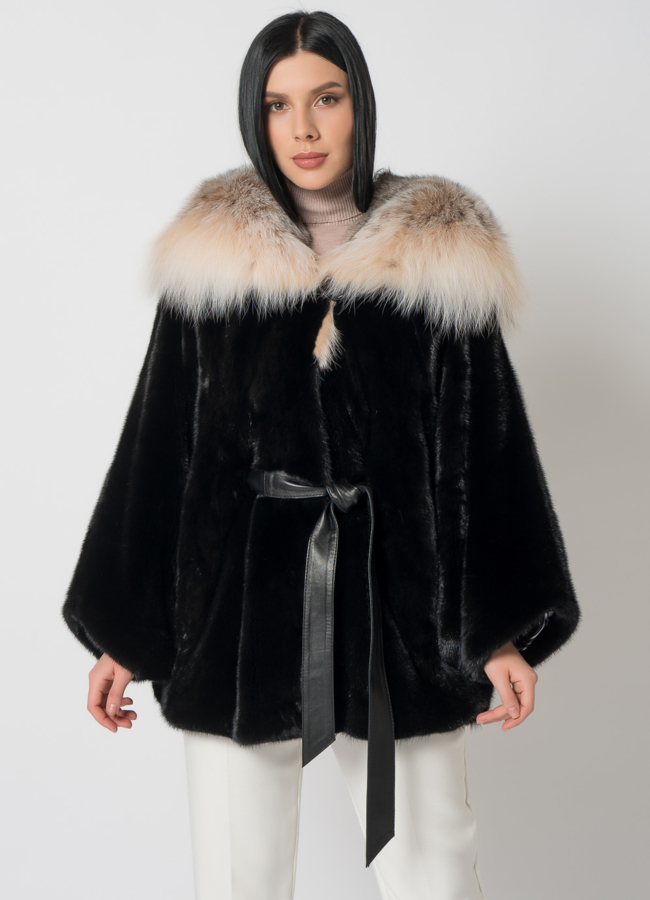 Шуба из скандинавской норки с рысью модель № 1405 универмаг малина