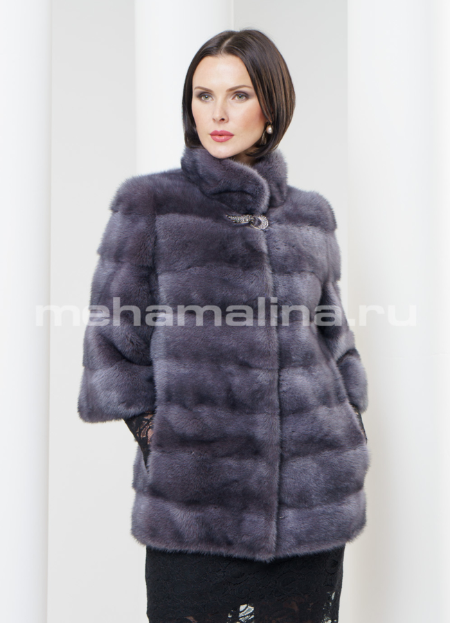 Шуба из норки укороченная, поперечка модель № S-321 в рассрочку