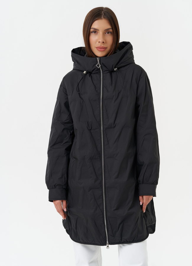 фото Демисезонное пальто с капюшоном модель № 27880
