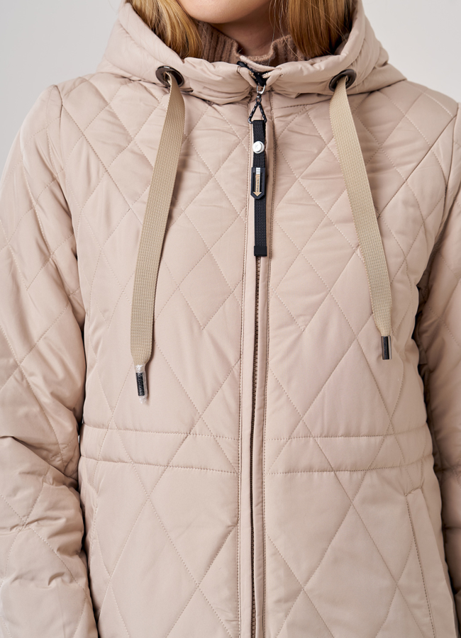 Полупальто женское бежевого цвета модель № 20603 универмаг малина