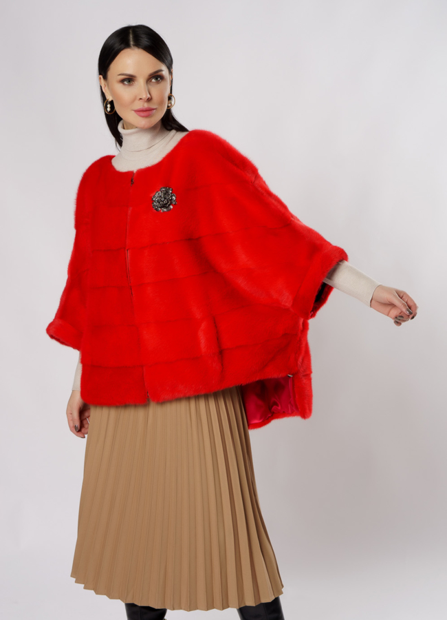 Куртка из норки красного цвета модель № S-857 универмаг малина