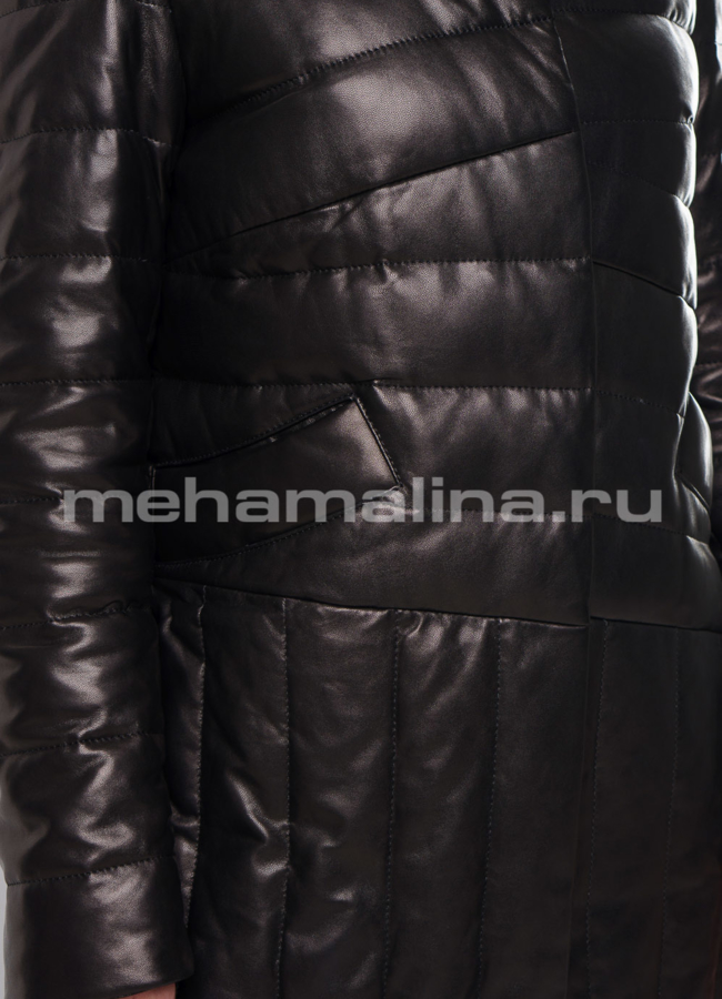 Строченое кожаное пальто модель № K-382 в рассрочку