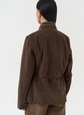 Женская парка из эко замши коричневого цвета Женская парка из эко замши коричневого цвета