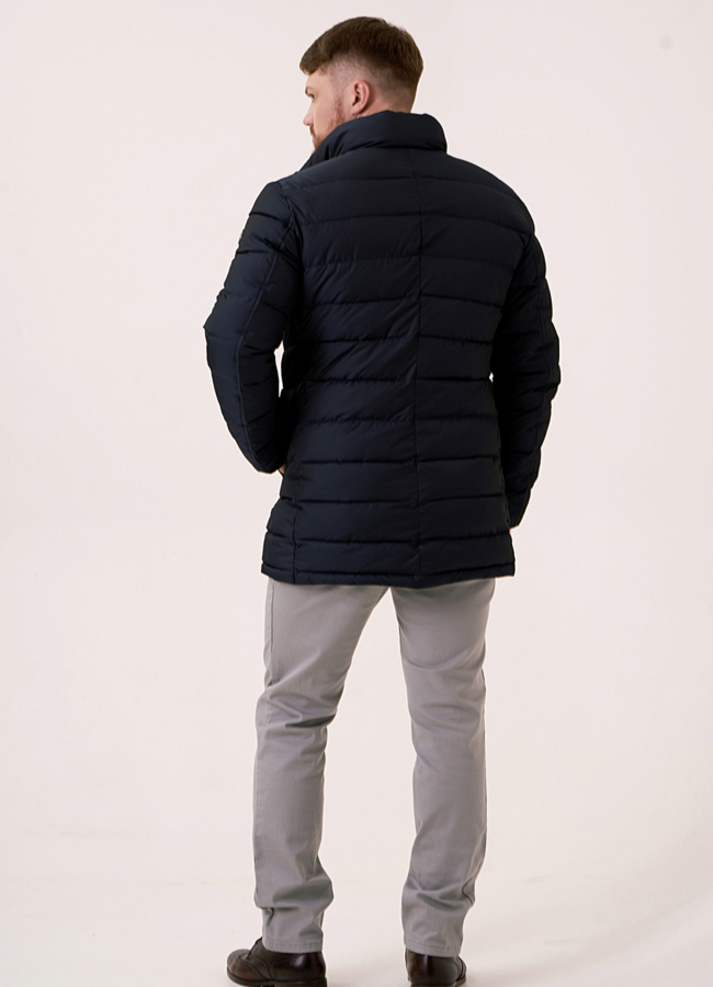 Куртка синего цвета прямая на био пухе модель № 3254 в рассрочку