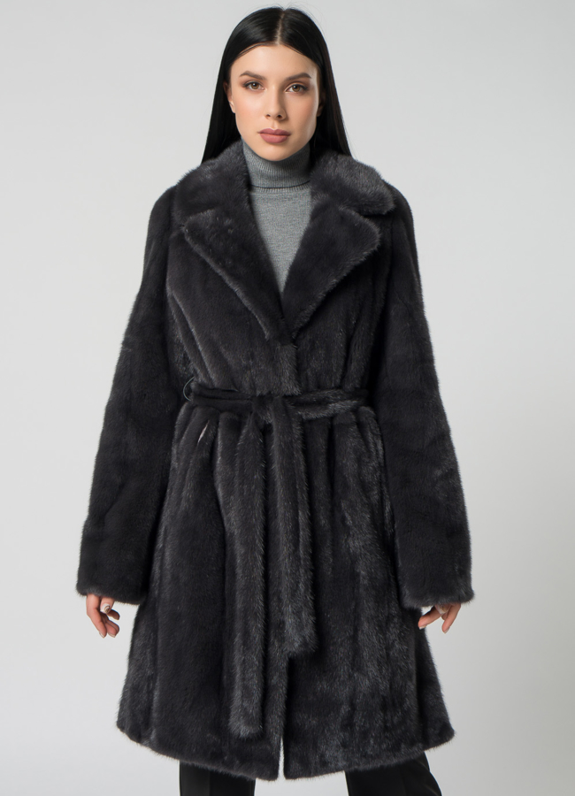 Норковая шуба с английским воротником модель № 1500 универмаг малина