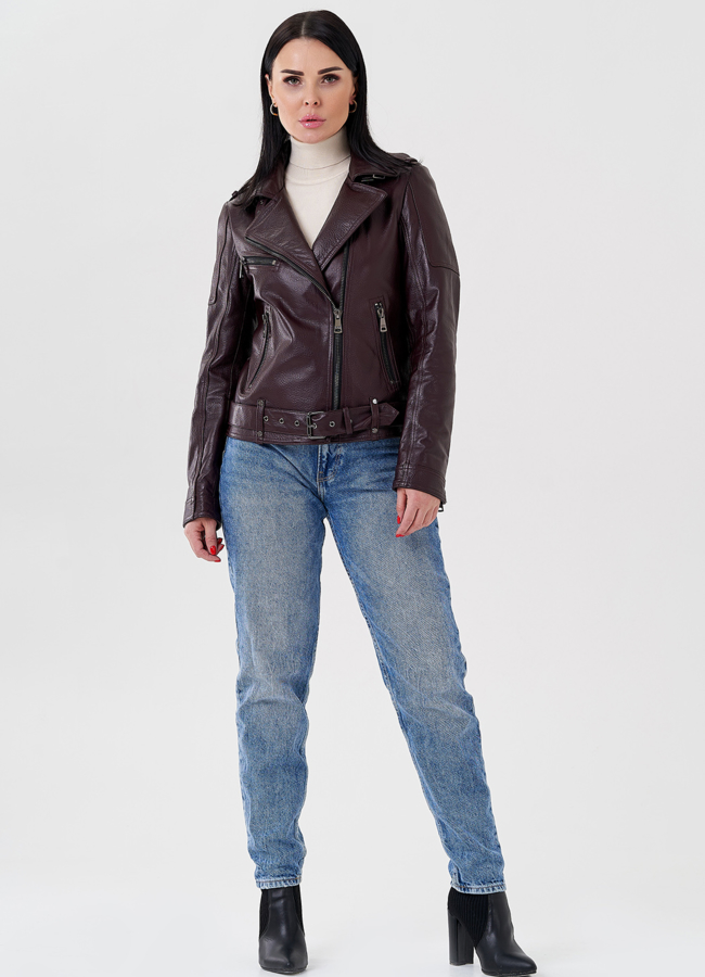 фото Женская куртка-косуха из натуральной кожи модель № 21163 фото Женская куртка-косуха из натуральной кожи модель № 21163