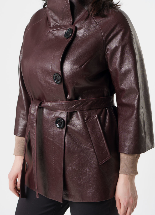 Удлиненная кожаная куртка модель № 10650 в рассрочку