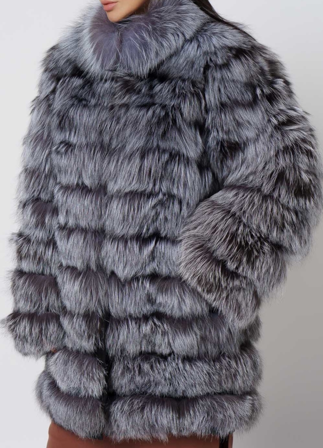 Жакет из чернобурки с воротником стойкой модель № 21725 универмаг малина