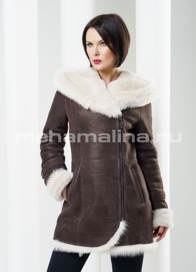 фото Дубленка на молнии с оформлением из тасканы модель № D-123