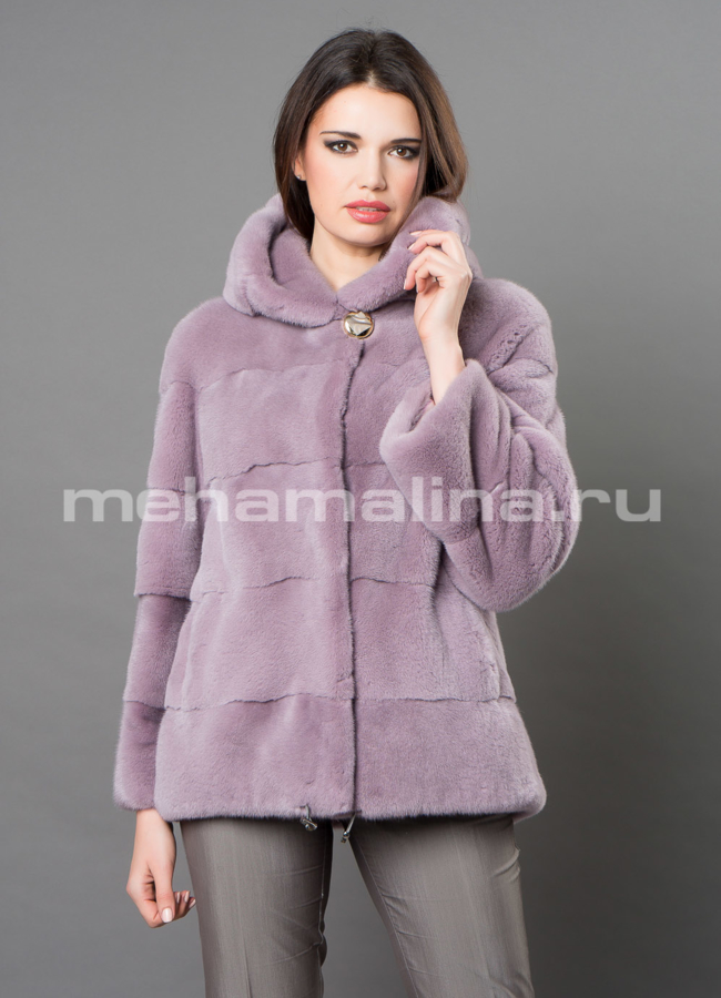 Норковая шуба  модель № S-671 меха малина