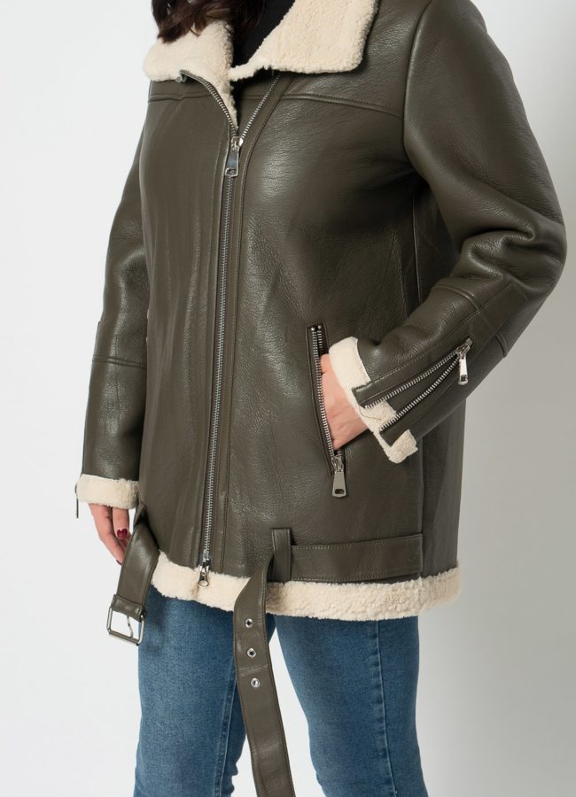 Дубленка пилот из эко кожи модель № 18999 универмаг малина