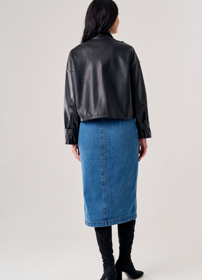 Куртка из эко кожи черного цвета модель № 2103 универмаг малина