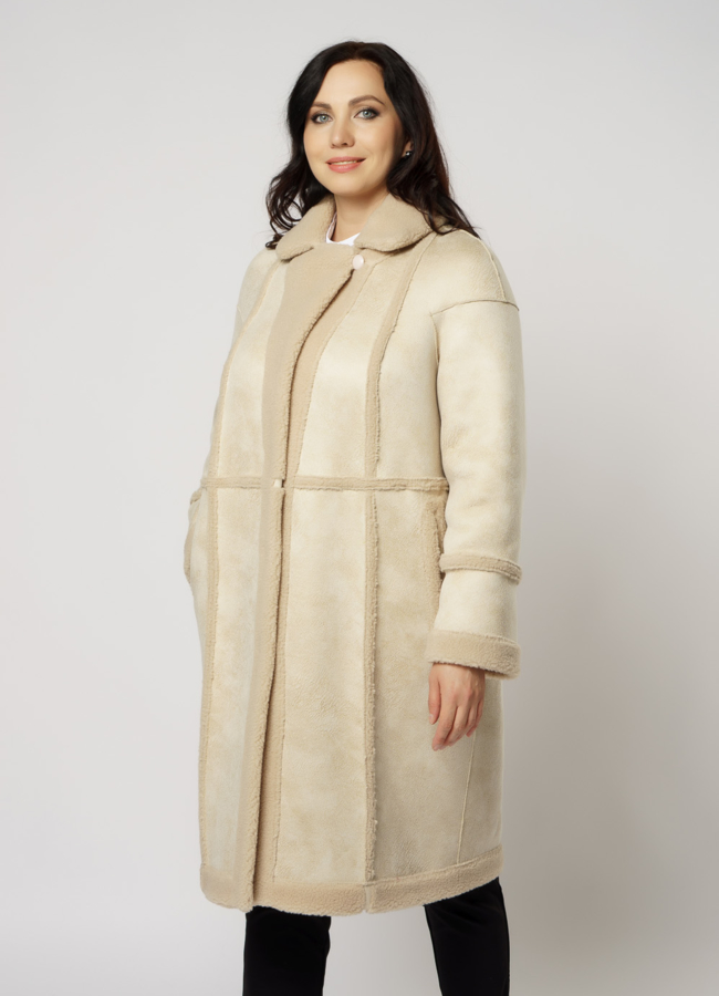 Шуба двусторонняя из эко меха  модель № 49 универмаг малина