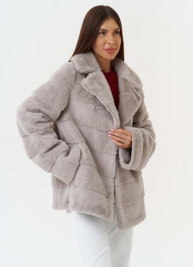 Шуба из эко меха с поясом модель № 27713 универмаг малина