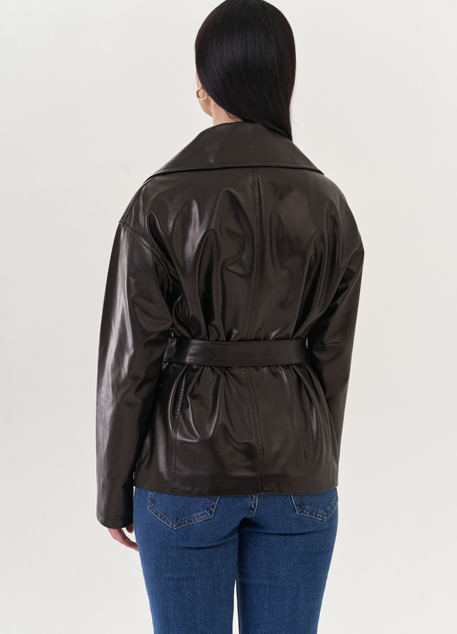 Кожаная куртка на молнии модель № 26846 в кредит