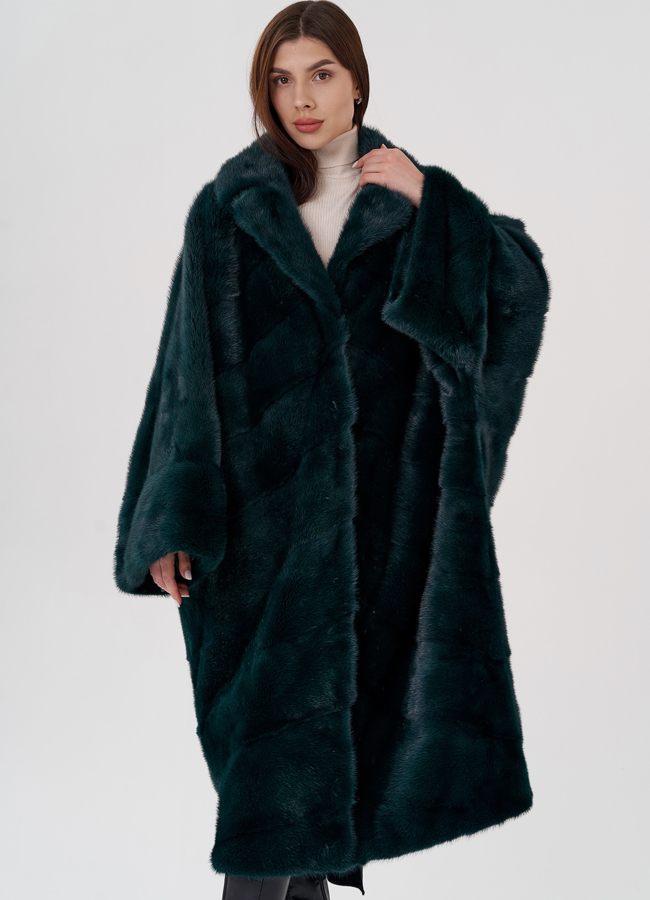 Шуба из норки с английским воротником  модель № 24222 универмаг малина