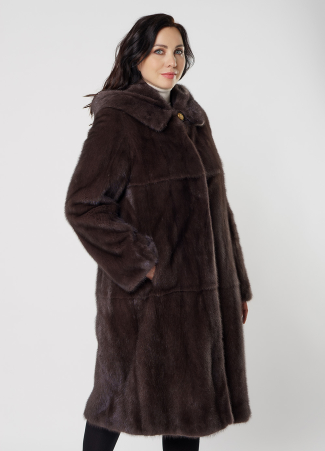 Классическая норковая шуба в цвете капучино модель № 06-9 универмаг малина