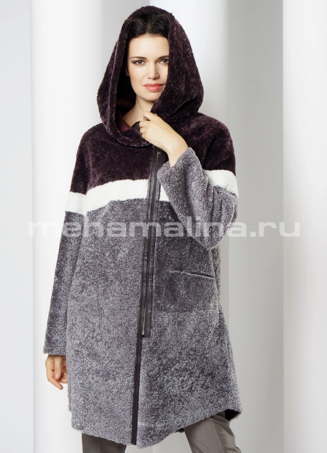 Дубленка Perre из астрагана модель № 7817В меха малина