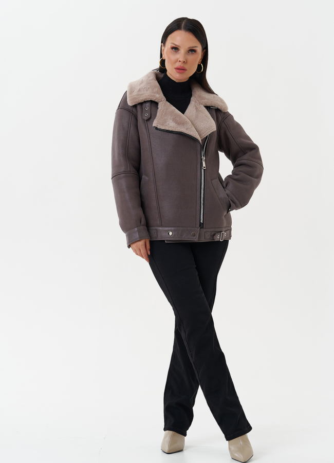 Женская дубленка из эко кожи модель № 27767 в рассрочку