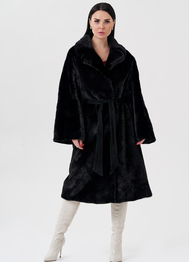 Шуба из норки с английским воротником  модель № 23986 универмаг малина