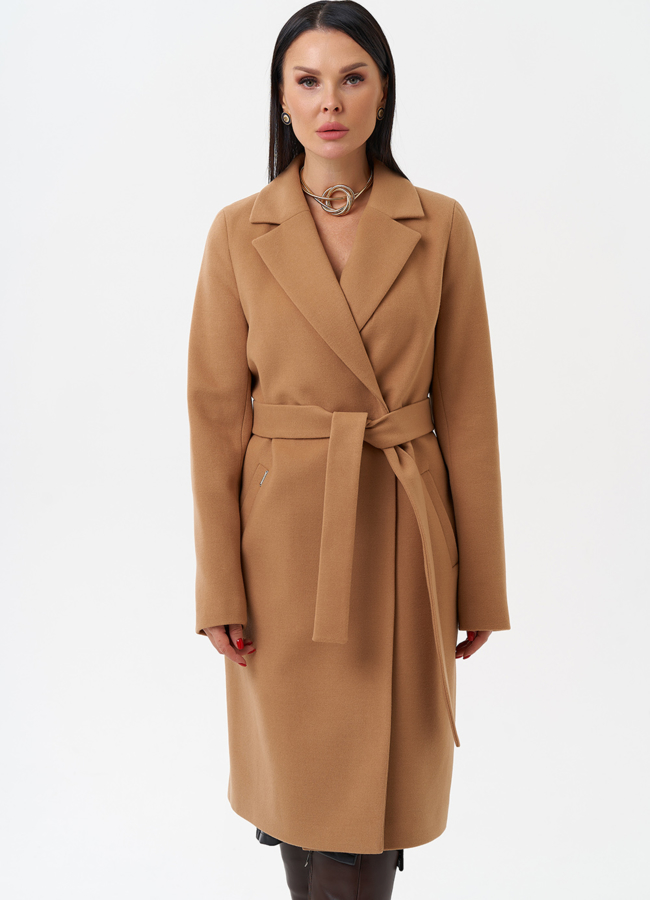 Женское пальто с английским воротником модель № 28890 меха малина