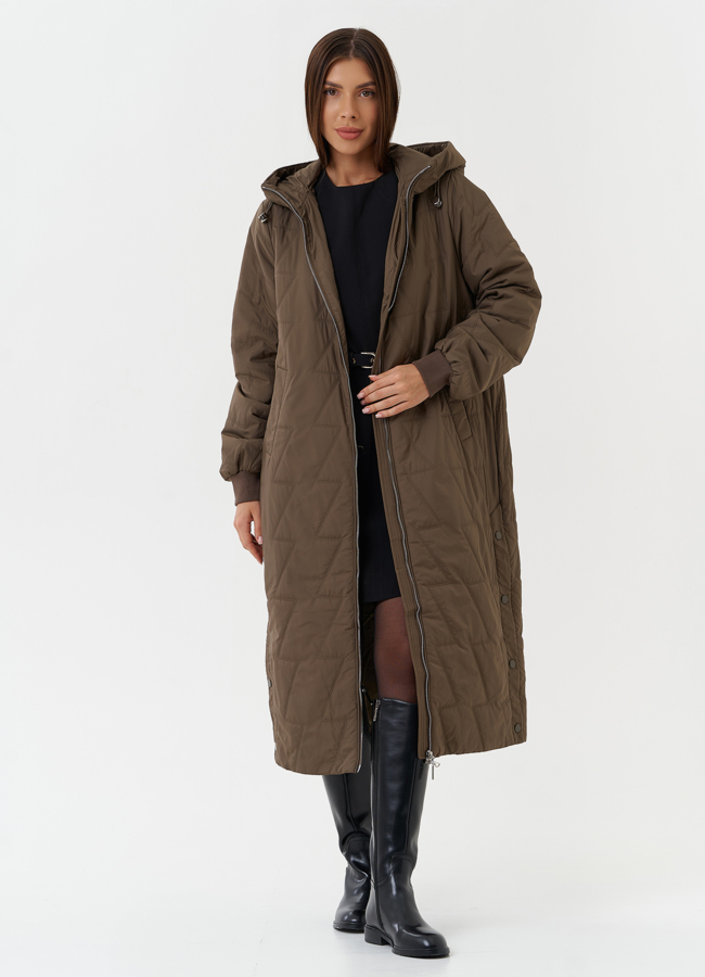 Утепленное пальто с капюшоном модель № 27878 в рассрочку