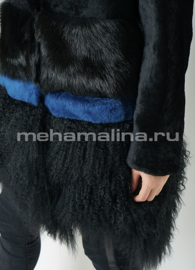 Дубленка из овчины с английским воротником модель № 3213 универмаг малина