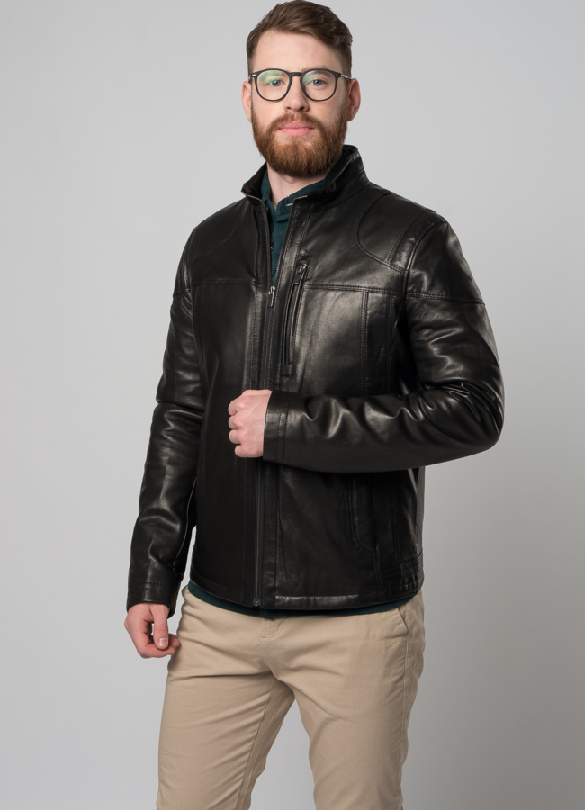 Кожаная куртка на молнии модель № 865 универмаг малина