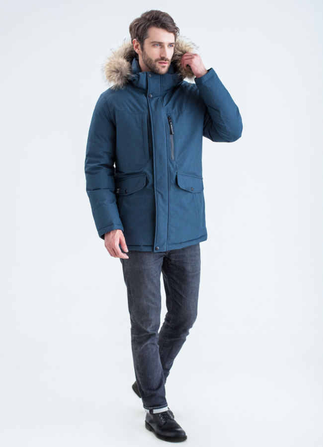 Пуховик мужской модель № КМ-71 меха малина