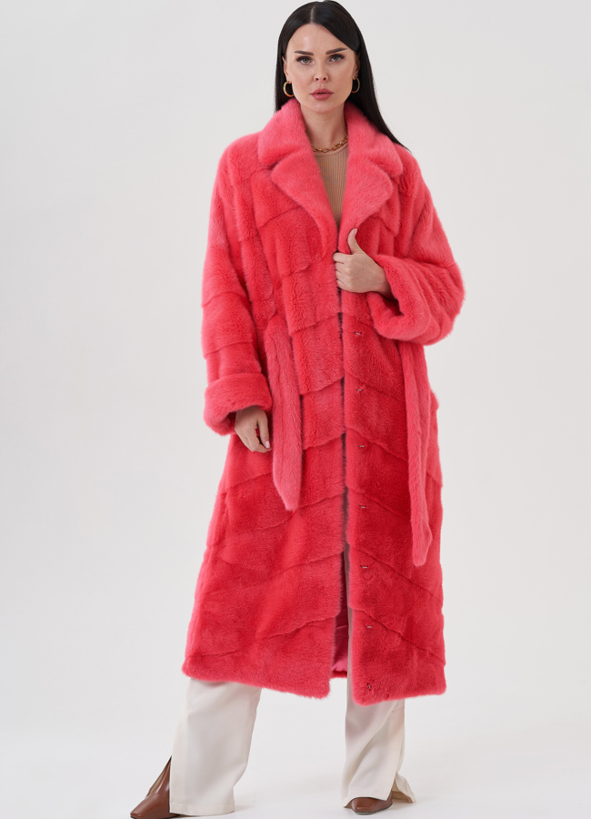 Норковая шуба с английским воротником  модель № 79697 универмаг малина