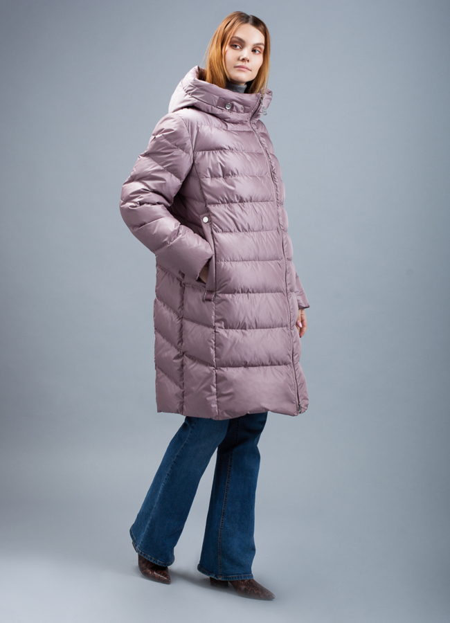 Пуховик женский модель № П-345 меха малина