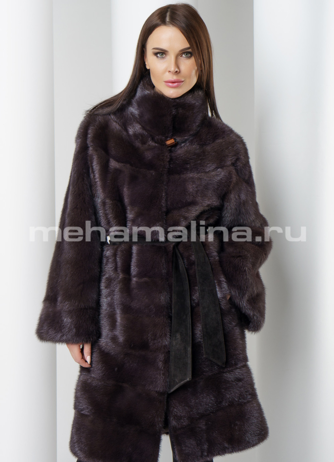 Норковая шуба цвет шоколад модель № S-560 универмаг малина