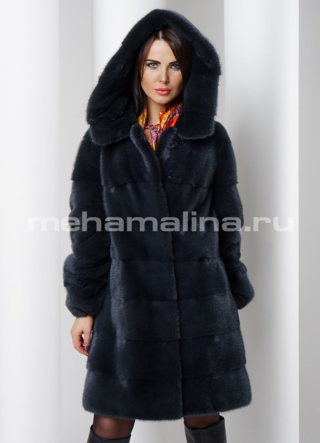 Шуба из скандинавской норки в цвете графит модель № S-506 универмаг малина