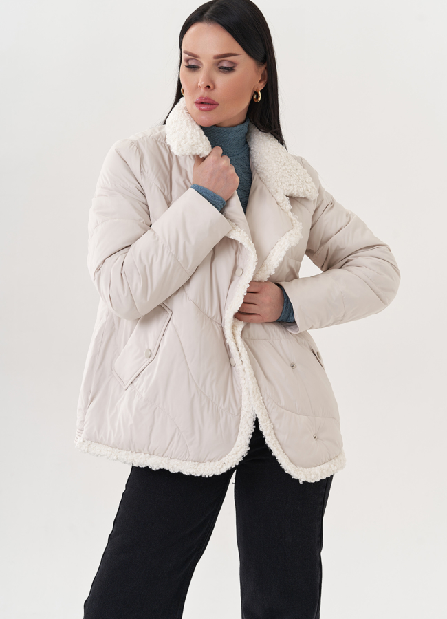 Куртка с отделкой эко мехом модель № 26870 в рассрочку