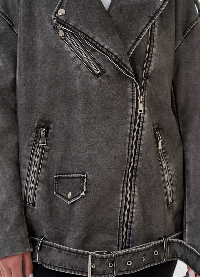 Куртка косуха женская оверсайз  модель № 81208 в рассрочку