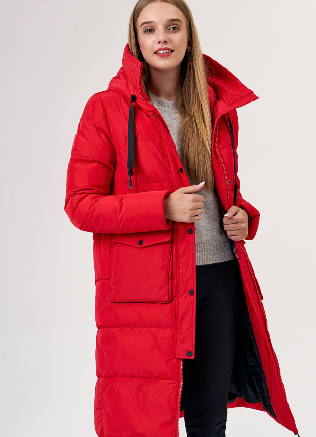 Женский пуховик прямого кроя модель № 3579 универмаг малина