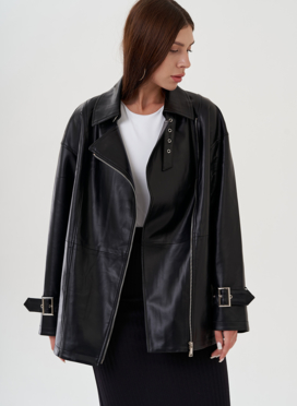 Куртка женская из эко кожи с поясом