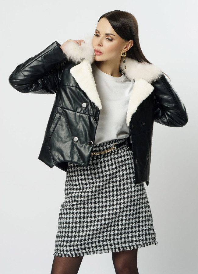 Черная куртка из искусственной кожи модель № 20542 универмаг малина