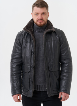 Куртка из натуральной кожи с отделкой из мутона