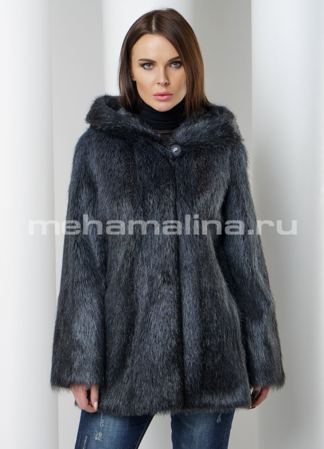 Укороченная шуба модель № S-557 меха малина