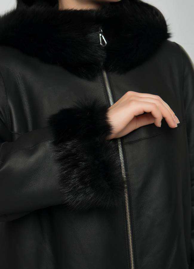 Дубленка натуральная с отделкой из тосканы модель № 22156 универмаг малина