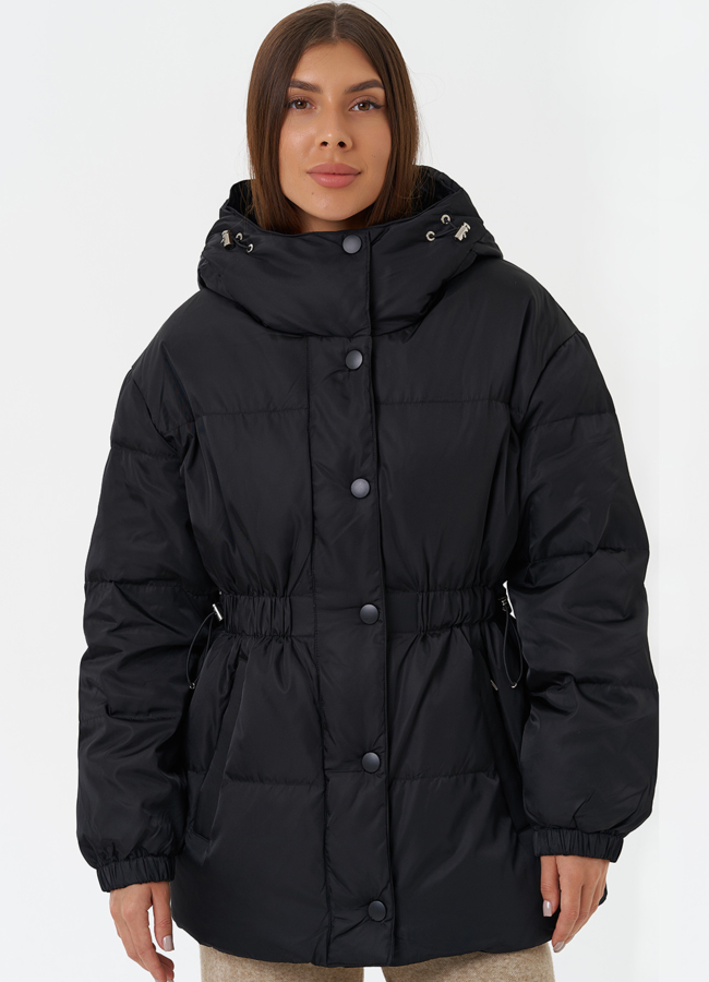 Женская куртка с капюшоном модель № 28510 меха малина