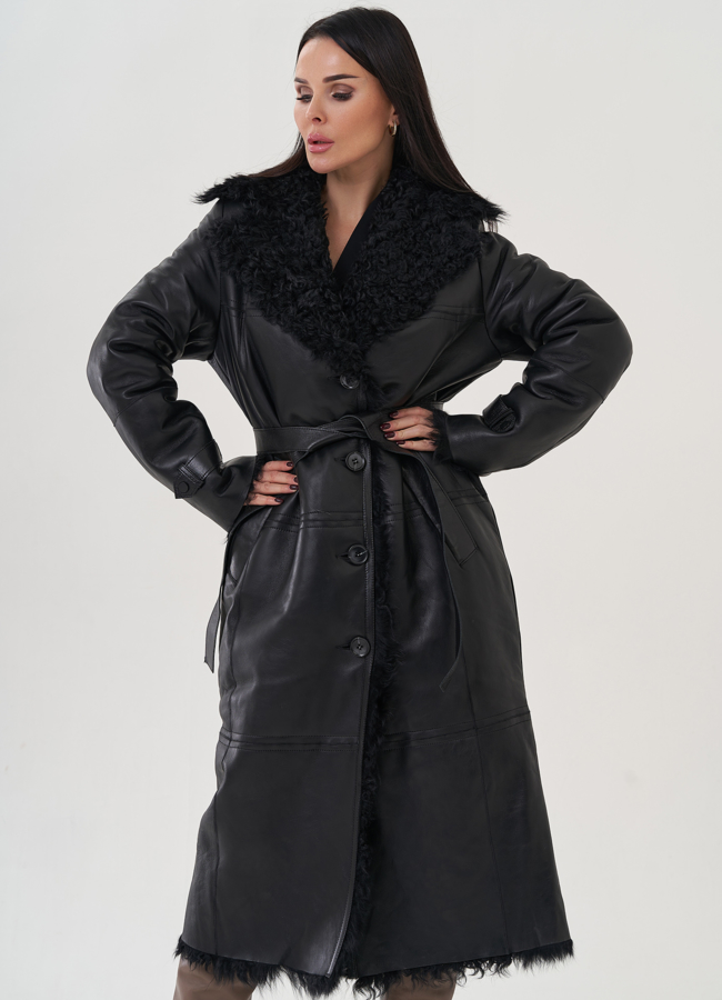 Женская дубленка с английским воротником  модель № 26047 универмаг малина