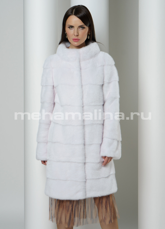 Норковая пудра в цвете жемчуг, поперечная модель № S-765 меха малина
