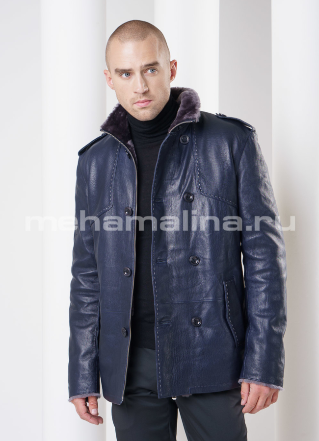 Мужская дубленка с воротником стойка модель № DM-81 универмаг малина