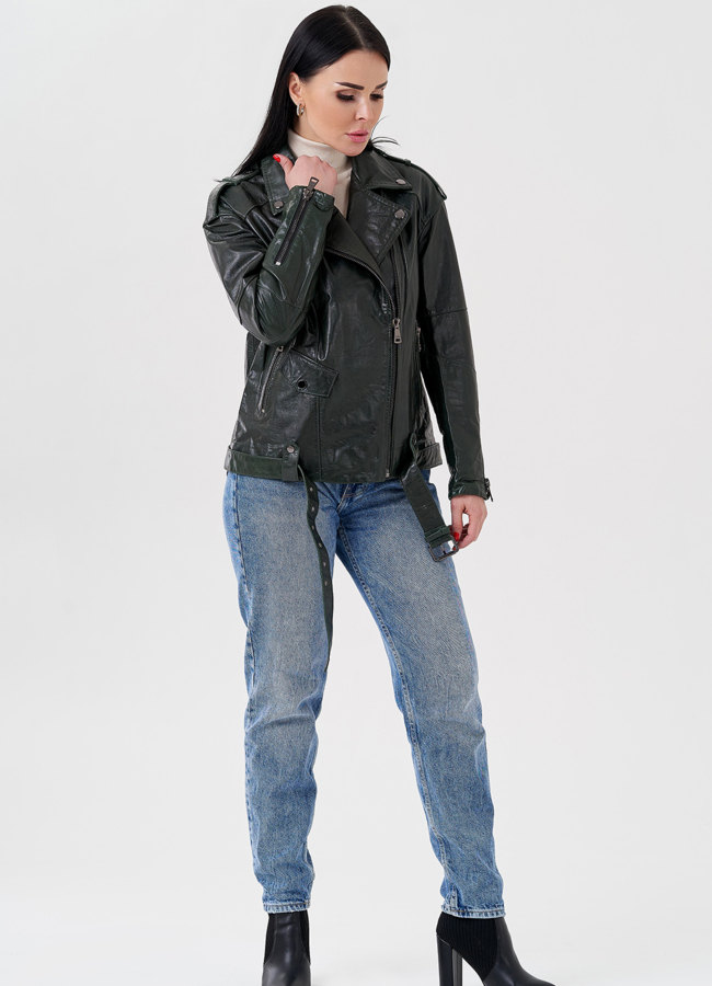 Женская куртка - косуха из натуральной кожи модель № 24087 универмаг малина