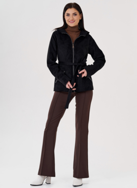 Куртка из эко замши с капюшоном